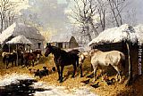 A Farmyard Scene In Winter by John Frederick Herring, Jnr